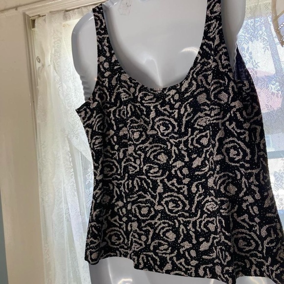 Alex Evenings Black and White Sequin Designer Sleeveless Camisole XL - Picture 3 of 3